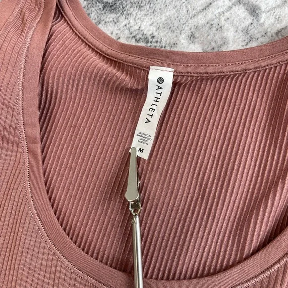 Athleta Women M Tank Top Vertical Stripes Maroon Athletic Tank Top Scoop Neck - Picture 5 of 7